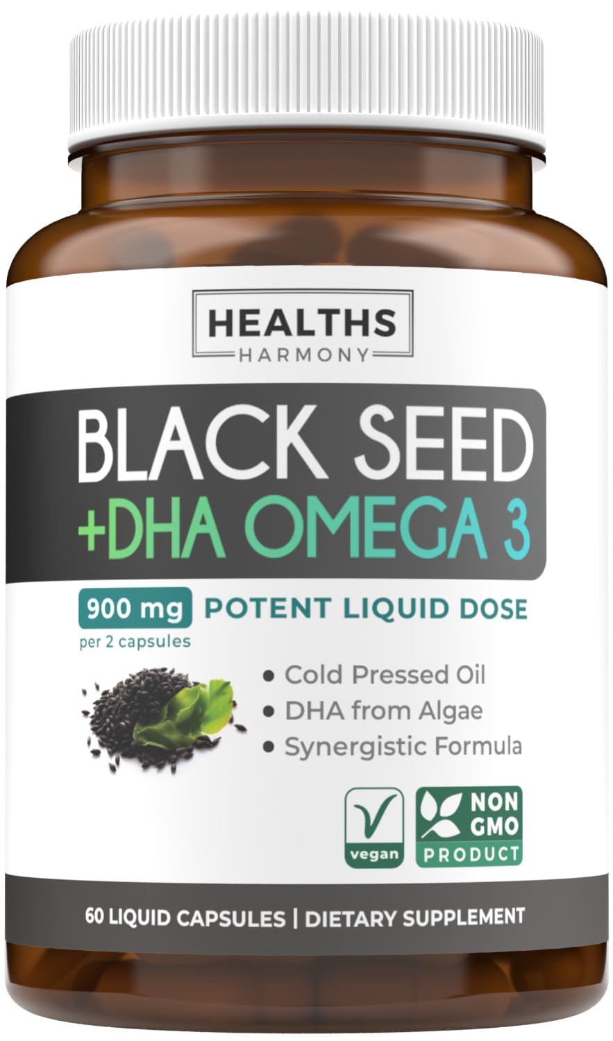 Black Seed Oil Gummies - Natural Ginger Ale Flavor (Non-GMO & Vegan) Cold-Pressed Nigella Sativa Producing Pure Black Cumin Seed Oil - 500mg Per 2 Gummy Serving