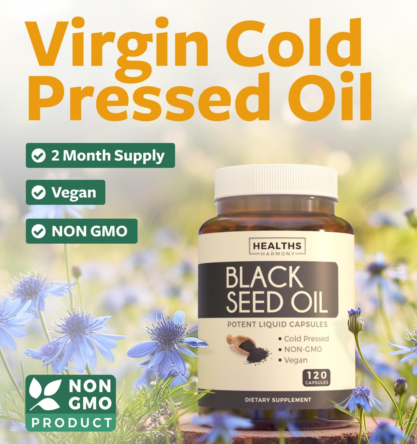 Black Seed Oil Gummies - Natural Ginger Ale Flavor (Non-GMO & Vegan) Cold-Pressed Nigella Sativa Producing Pure Black Cumin Seed Oil - 500mg Per 2 Gummy Serving
