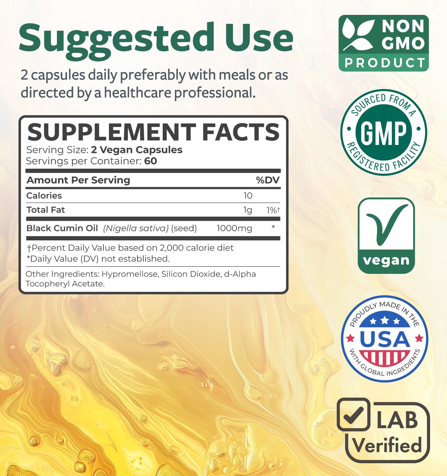 Black Seed Oil Gummies - Natural Ginger Ale Flavor (Non-GMO & Vegan) Cold-Pressed Nigella Sativa Producing Pure Black Cumin Seed Oil - 500mg Per 2 Gummy Serving