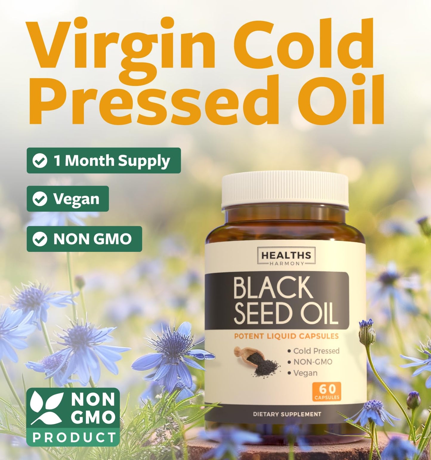 Black Seed Oil Gummies - Natural Ginger Ale Flavor (Non-GMO & Vegan) Cold-Pressed Nigella Sativa Producing Pure Black Cumin Seed Oil - 500mg Per 2 Gummy Serving