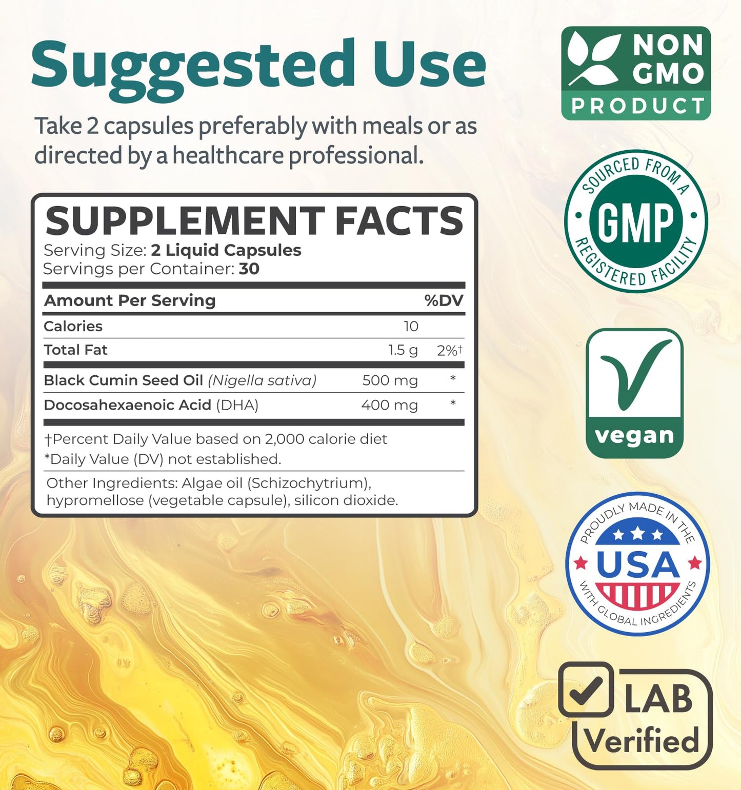 Black Seed Oil Gummies - Natural Ginger Ale Flavor (Non-GMO & Vegan) Cold-Pressed Nigella Sativa Producing Pure Black Cumin Seed Oil - 500mg Per 2 Gummy Serving