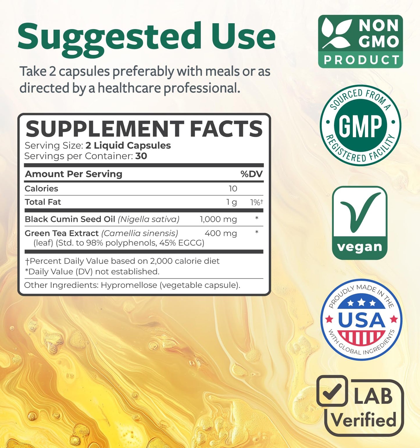Black Seed Oil Gummies - Natural Ginger Ale Flavor (Non-GMO & Vegan) Cold-Pressed Nigella Sativa Producing Pure Black Cumin Seed Oil - 500mg Per 2 Gummy Serving